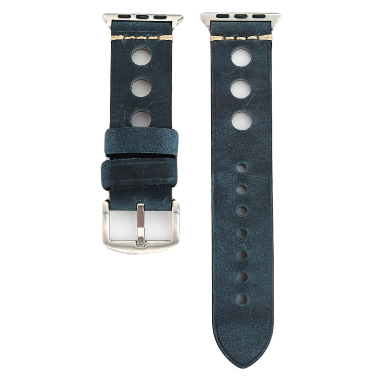 For Apple Watch Series 7 45mm / 6 & SE & 5 & 4 44mm / 42mm 3 & 2 & 1 Retro Hole Genuine Leather Wrist Watch Band, For 42mm