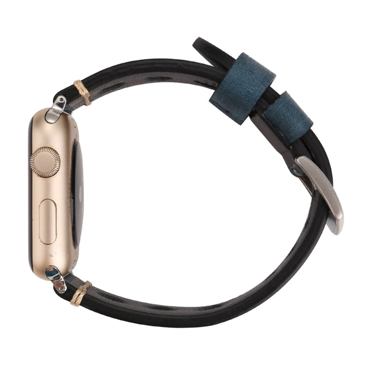 For Apple Watch Series 7 45mm / 6 & SE & 5 & 4 44mm / 42mm 3 & 2 & 1 Retro Hole Genuine Leather Wrist Watch Band, For 42mm