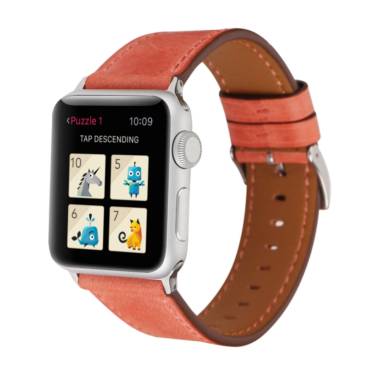 For Apple Watch Ultra 49mm&Watch Ultra 2 49mm / Series 10 46mm / 9&8&7 45mm / SE 3&SE 2&6&SE&5&4 44mm / 3&2&1 42mm Fresh Style Genuine Leather Watch Band, 42mm