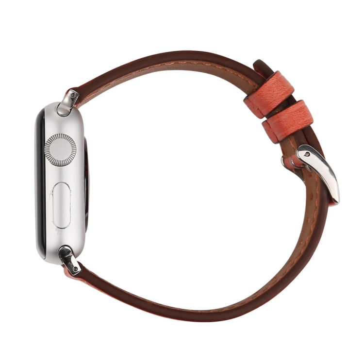For Apple Watch Ultra 49mm&Watch Ultra 2 49mm / Series 10 46mm / 9&8&7 45mm / SE 3&SE 2&6&SE&5&4 44mm / 3&2&1 42mm Fresh Style Genuine Leather Watch Band, 42mm