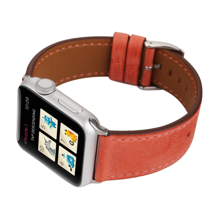 For Apple Watch Ultra 49mm&Watch Ultra 2 49mm / Series 10 46mm / 9&8&7 45mm / SE 3&SE 2&6&SE&5&4 44mm / 3&2&1 42mm Fresh Style Genuine Leather Watch Band, 42mm