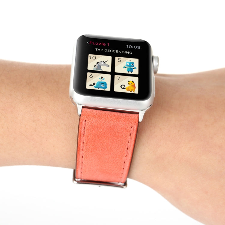 For Apple Watch Ultra 49mm&Watch Ultra 2 49mm / Series 10 46mm / 9&8&7 45mm / SE 3&SE 2&6&SE&5&4 44mm / 3&2&1 42mm Fresh Style Genuine Leather Watch Band, 42mm