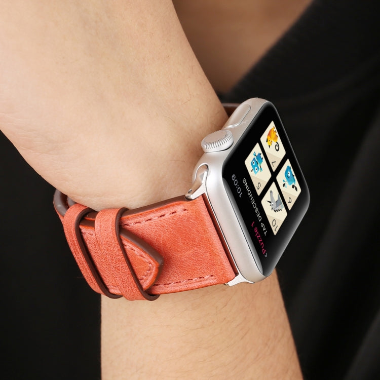 For Apple Watch Ultra 49mm&Watch Ultra 2 49mm / Series 10 46mm / 9&8&7 45mm / SE 3&SE 2&6&SE&5&4 44mm / 3&2&1 42mm Fresh Style Genuine Leather Watch Band, 42mm