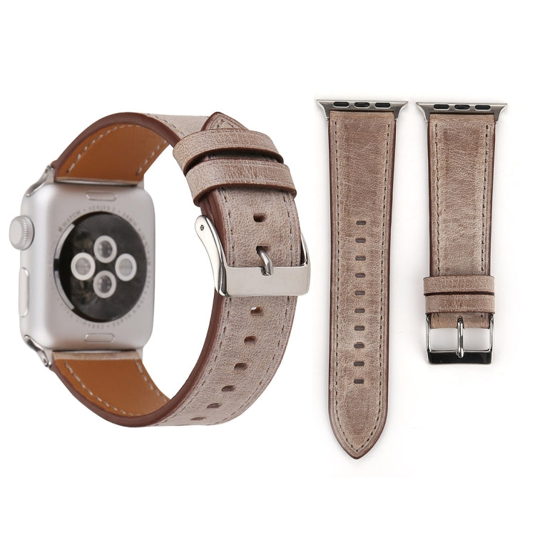 For Apple Watch Ultra 49mm&Watch Ultra 2 49mm / Series 10 46mm / 9&8&7 45mm / SE 3&SE 2&6&SE&5&4 44mm / 3&2&1 42mm Fresh Style Genuine Leather Watch Band, 42mm