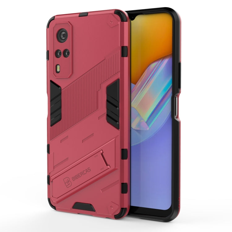 Punk Armor 2 in 1 PC + TPU Shockproof Case with Invisible Holder, For vivo Y51(2020 Indian Version)