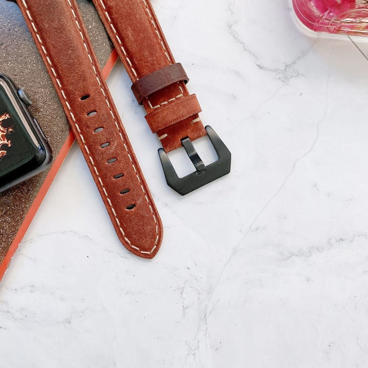 Big Head Buckle Leather Replacement Watchbands For Apple Watch Series 6 & SE & 5 & 4 44mm / 3 & 2 & 1 42mm, For Apple Watch Ultra 49mm / Series 8&7 45mm / SE 2&6&SE&5&4 44mm / 3&2&1 42mm