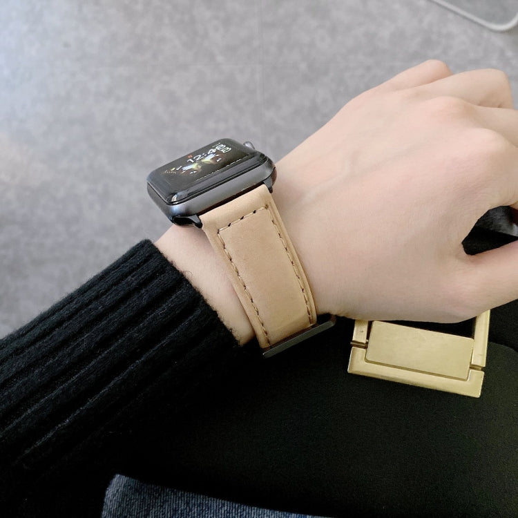 Big Head Buckle Leather Replacement Watchbands For Apple Watch Series 6 & SE & 5 & 4 40mm / 3 & 2 & 1 38mm, For Apple Watch Series 8&7 41mm / SE 2&6&SE&5&4 40mm / 3&2&1 38mm