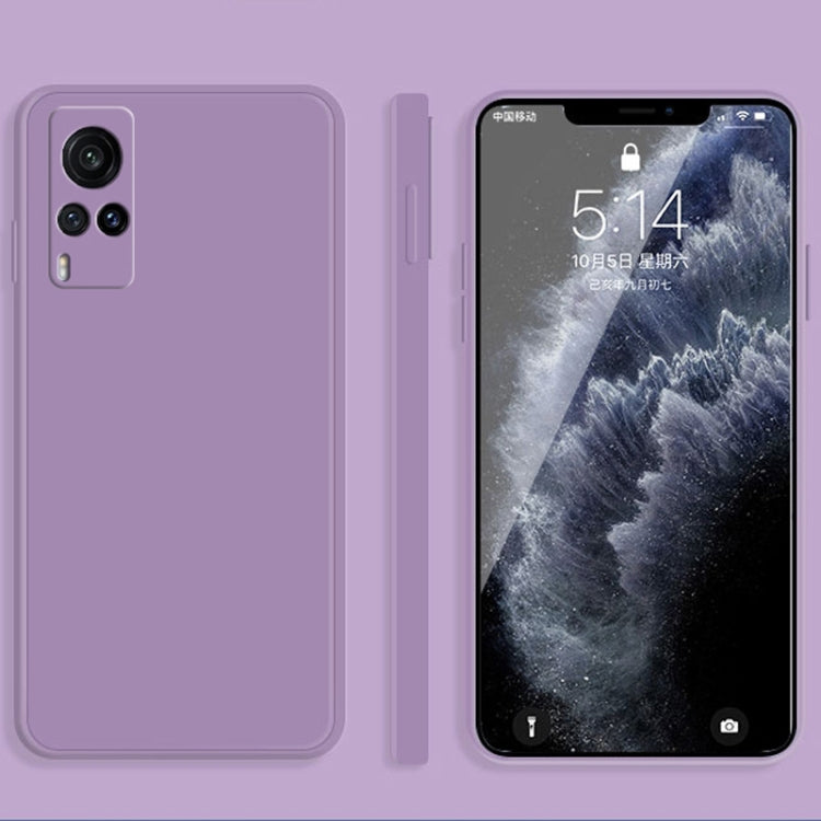 Solid Color Imitation Liquid Silicone Straight Edge Dropproof Full Coverage Protective Case, For vivo X60, For vivo X60 Pro