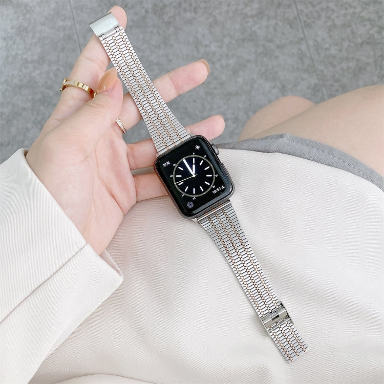 Color Matching Seven Beads Steel Replacement Strap Watchband, For Apple Watch Series 7 41mm / & 6 & SE & 5 & 4 40mm, For Apple Watch Series 7 45mm / & 6 & SE & 5 & 4 44mm