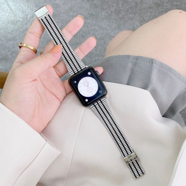 Color Matching Seven Beads Steel Replacement Strap Watchband, For Apple Watch Series 7 41mm / & 6 & SE & 5 & 4 40mm, For Apple Watch Series 7 45mm / & 6 & SE & 5 & 4 44mm