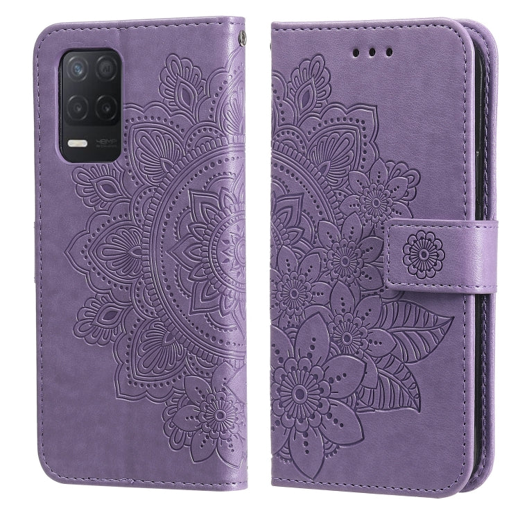 7-petal Flowers Embossing Pattern Horizontal Flip PU Leather Case with Holder & Card Slots & Wallet & Photo Frame