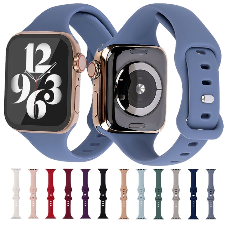 Slimming 8-buckle Silicone Replacement Strap Watchband, For Apple Watch Series 7 41mm / & 6 & SE & 5 & 4 40mm, For Apple Watch Series 7 45mm / & 6 & SE & 5 & 4 44mm