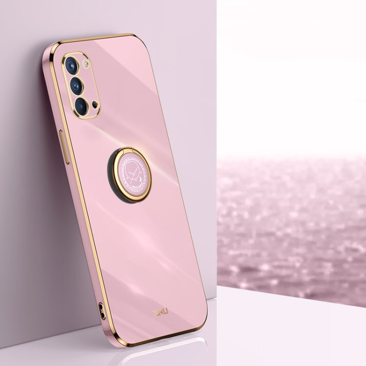 XINLI Straight Edge 6D Electroplate TPU Phone Case with Ring Holder, For OPPO Reno4 Pro, For OPPO Reno4 SE, For OPPO Reno5 4G
