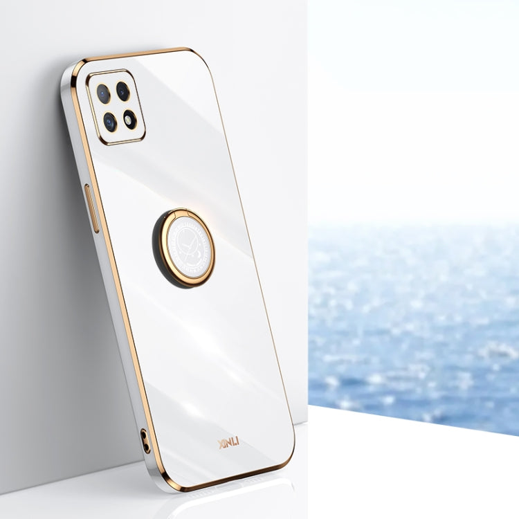 XINLI Straight Edge 6D Electroplate TPU Phone Case with Ring Holder, For OPPO Reno4 Pro, For OPPO Reno4 SE, For OPPO Reno5 4G