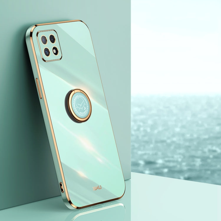 XINLI Straight Edge 6D Electroplate TPU Phone Case with Ring Holder, For OPPO Reno4 Pro, For OPPO Reno4 SE, For OPPO Reno5 4G