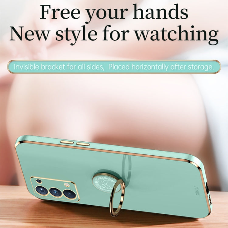 XINLI Straight Edge 6D Electroplate TPU Phone Case with Ring Holder, For OPPO Reno5 Pro, For OPPO Reno5 Pro+, For OPPO Reno6 5G