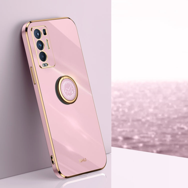 XINLI Straight Edge 6D Electroplate TPU Phone Case with Ring Holder, For OPPO Reno5 Pro, For OPPO Reno5 Pro+, For OPPO Reno6 5G