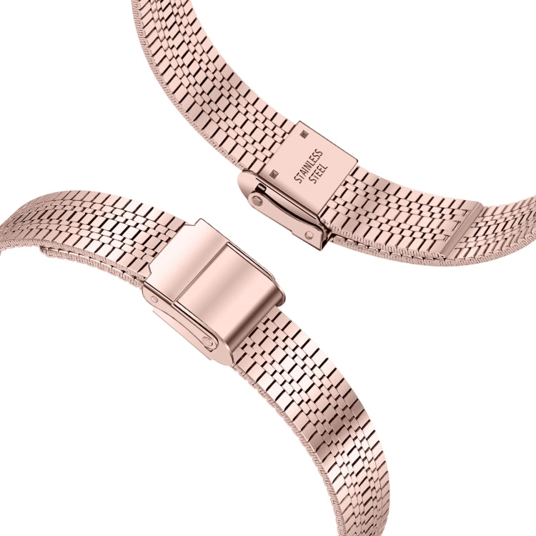 14mm Seven-beads Double Safety Buckle Slim Steel Replacement Strap Watchband For Apple Watch Series, 7 41mm / 6 & SE & 5 & 4 40mm / 3 & 2 & 1 38mm, 7 45mm / 6 & SE & 5 & 4 44mm / 3 & 2 & 1 42mm