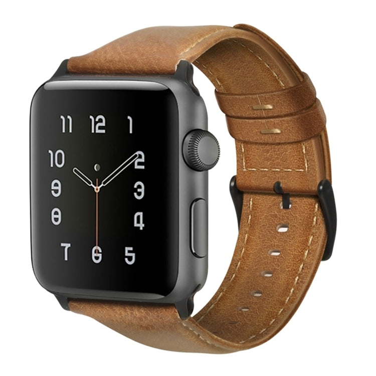 Oil Wax Genuine Leather Strap Watchband, For Apple Watch Series 8&7 41mm / SE 2&6&SE&5&4 40mm / 3&2&1 38mm, For Apple Watch Series 7 41mm / 6 & SE & 5 & 4 40mm / 3 & 2 & 1 38mm