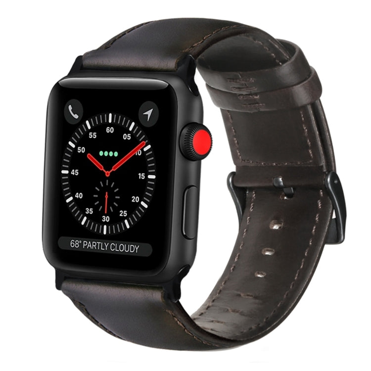 Oil Wax Genuine Leather Strap Watchband, For Apple Watch Series 8&7 41mm / SE 2&6&SE&5&4 40mm / 3&2&1 38mm, For Apple Watch Series 7 41mm / 6 & SE & 5 & 4 40mm / 3 & 2 & 1 38mm