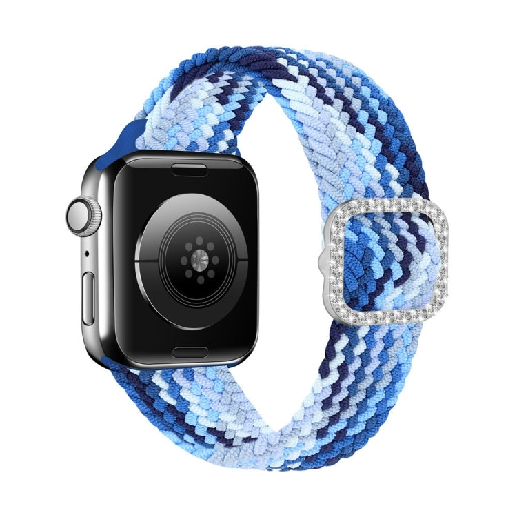 Adjustable Nylon Braided Elasticity Diamond Buckle Replacement Strap Watchband For Apple Watch Series, 7 & 6 & SE & 5 & 4 40mm/3 & 2 & 1 38mm