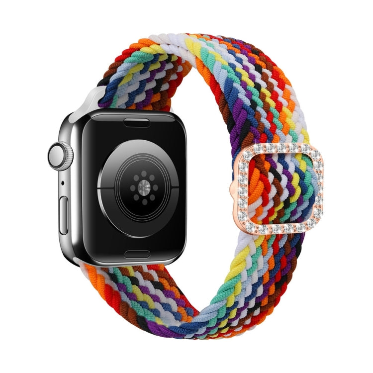 Adjustable Nylon Braided Elasticity Diamond Buckle Replacement Strap Watchband For Apple Watch Series, 7 & 6 & SE & 5 & 4 40mm/3 & 2 & 1 38mm