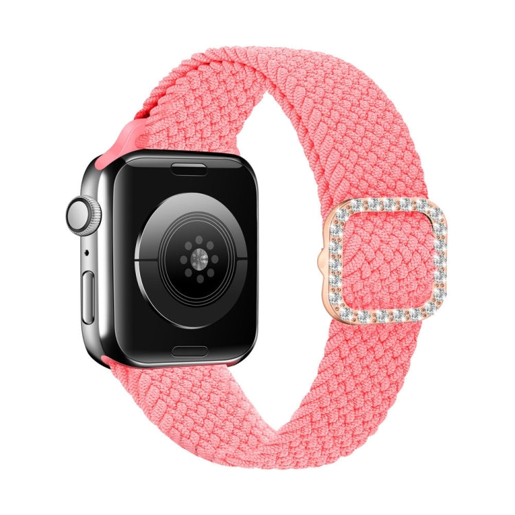 Adjustable Nylon Braided Elasticity Diamond Buckle Replacement Strap Watchband For Apple Watch Series, 7 & 6 & SE & 5 & 4 40mm/3 & 2 & 1 38mm