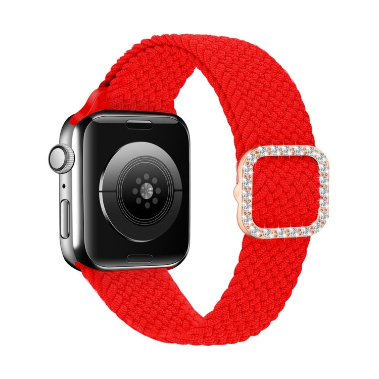 Adjustable Nylon Braided Elasticity Diamond Buckle Replacement Strap Watchband For Apple Watch Series, 7 & 6 & SE & 5 & 4 40mm/3 & 2 & 1 38mm