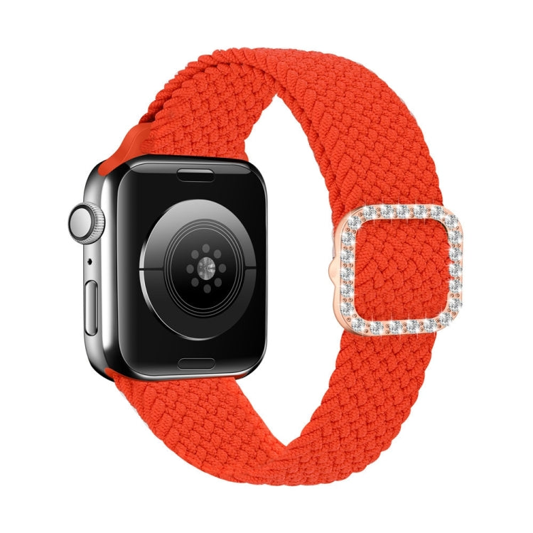 Adjustable Nylon Braided Elasticity Diamond Buckle Replacement Strap Watchband For Apple Watch Series, 7 & 6 & SE & 5 & 4 40mm/3 & 2 & 1 38mm