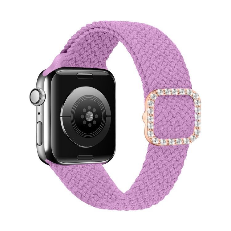 Adjustable Nylon Braided Elasticity Diamond Buckle Replacement Strap Watchband For Apple Watch Series, 7 & 6 & SE & 5 & 4 40mm/3 & 2 & 1 38mm