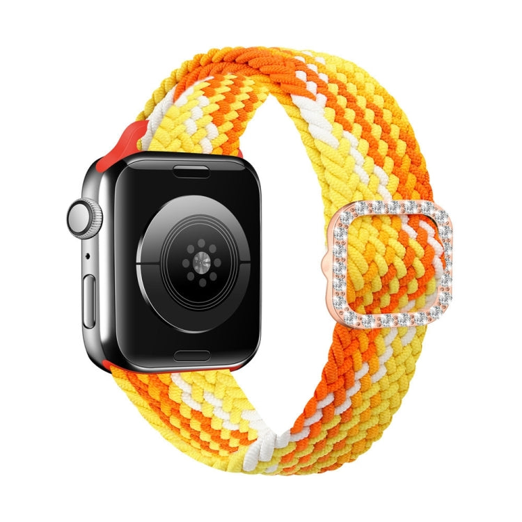 Adjustable Nylon Braided Elasticity Diamond Buckle Replacement Strap Watchband For Apple Watch Series, 7 & 6 & SE & 5 & 4 44mm/3 & 2 & 1 42mm