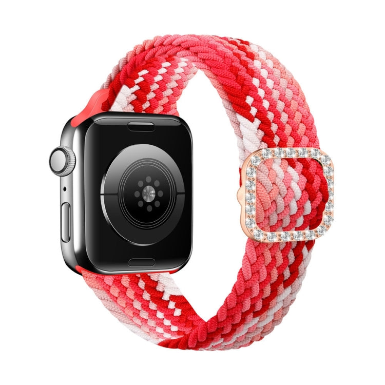 Adjustable Nylon Braided Elasticity Diamond Buckle Replacement Strap Watchband For Apple Watch Series, 7 & 6 & SE & 5 & 4 44mm/3 & 2 & 1 42mm