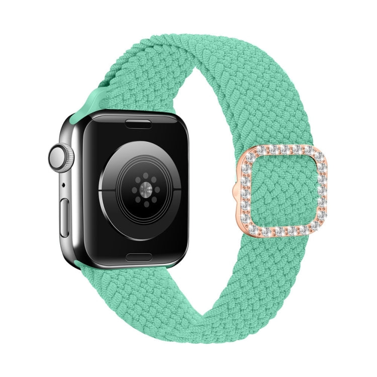 Adjustable Nylon Braided Elasticity Diamond Buckle Replacement Strap Watchband For Apple Watch Series, 7 & 6 & SE & 5 & 4 44mm/3 & 2 & 1 42mm