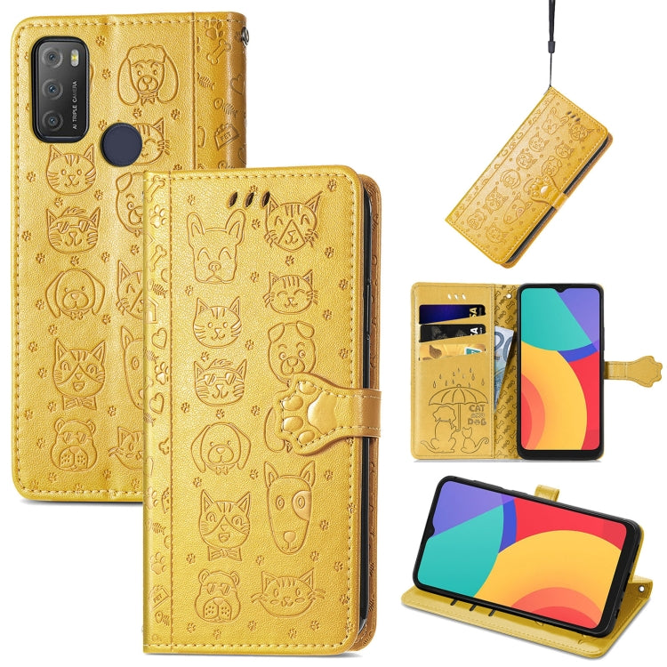 Lovely Cat and Dog Embossing Pattern Horizontal Flip Leather Case , with Holder & Card Slots & Wallet & Cartoon Clasp & Lanyard