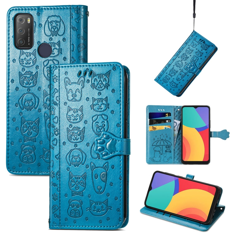 Lovely Cat and Dog Embossing Pattern Horizontal Flip Leather Case , with Holder & Card Slots & Wallet & Cartoon Clasp & Lanyard