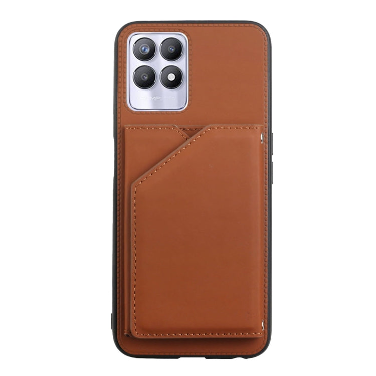 Skin Feel PU + TPU + PC Back Cover Shockproof Phone Case with Card Slots & Holder & Photo Frame