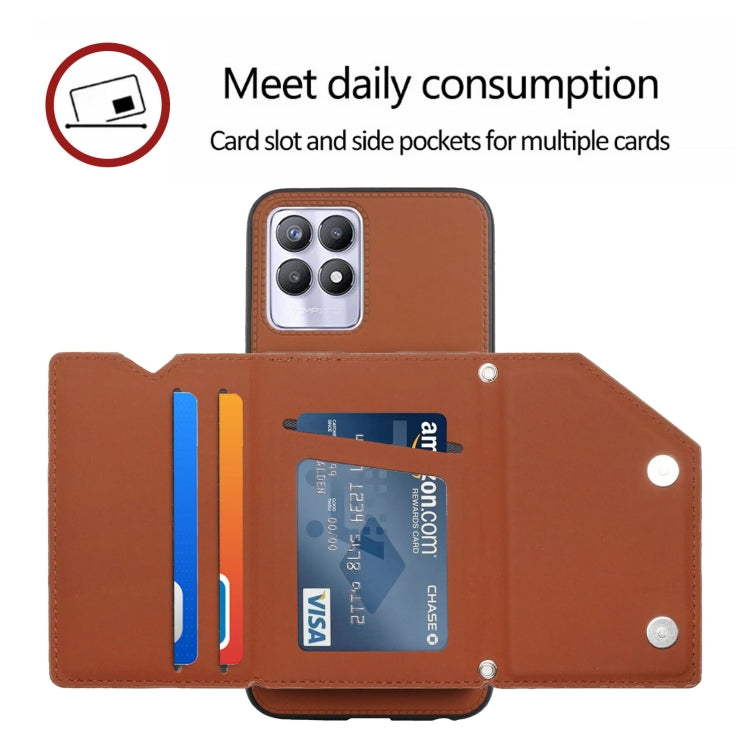 Skin Feel PU + TPU + PC Back Cover Shockproof Phone Case with Card Slots & Holder & Photo Frame