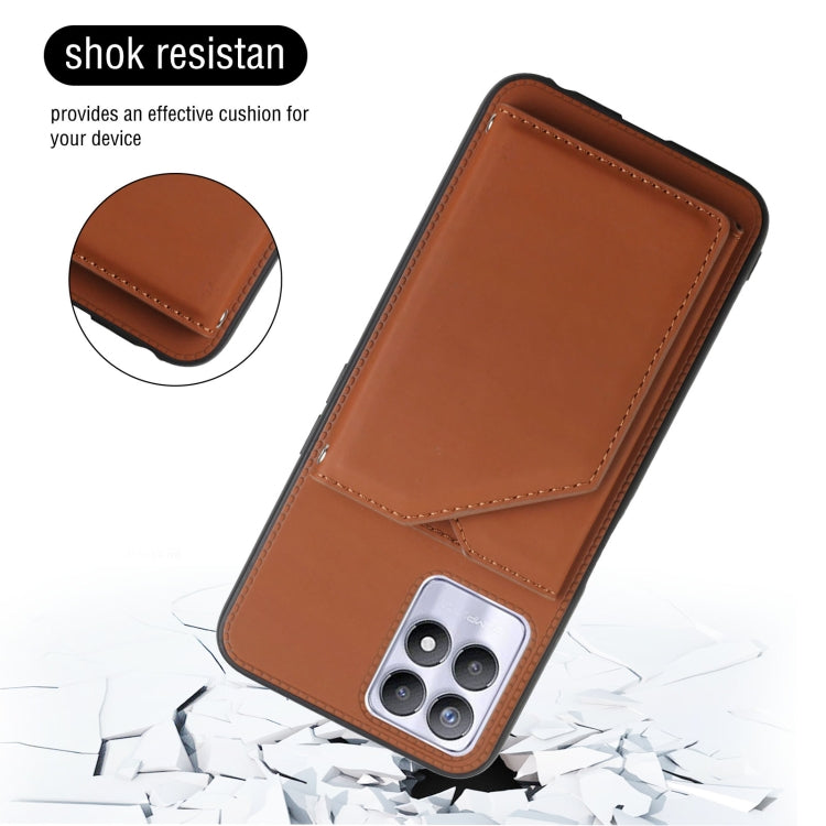 Skin Feel PU + TPU + PC Back Cover Shockproof Phone Case with Card Slots & Holder & Photo Frame