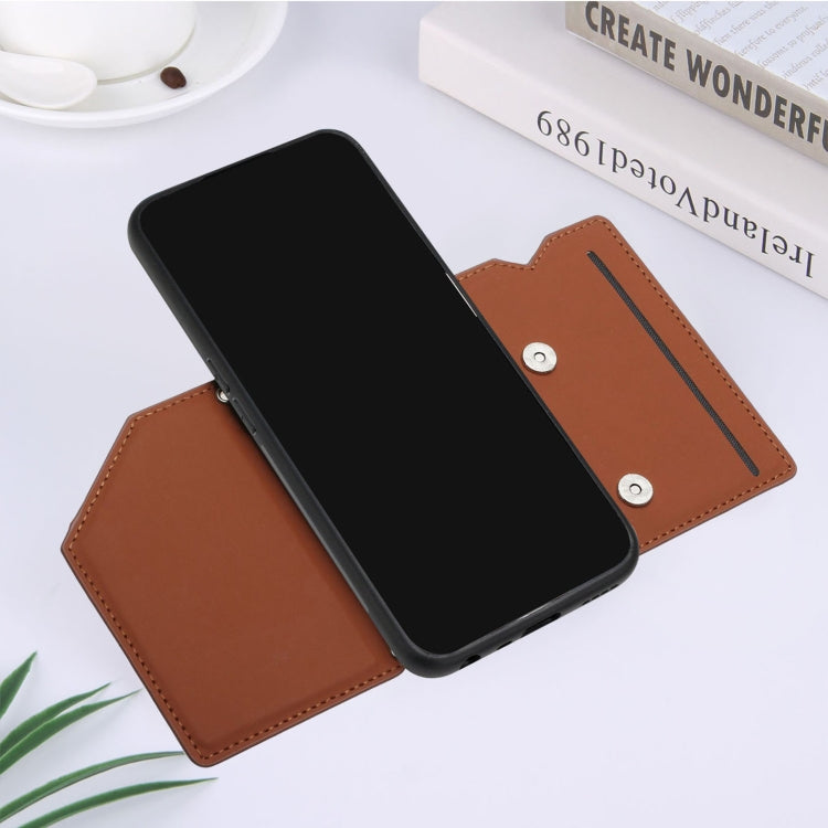 Skin Feel PU + TPU + PC Back Cover Shockproof Phone Case with Card Slots & Holder & Photo Frame