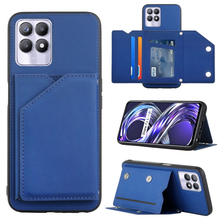 Skin Feel PU + TPU + PC Back Cover Shockproof Phone Case with Card Slots & Holder & Photo Frame