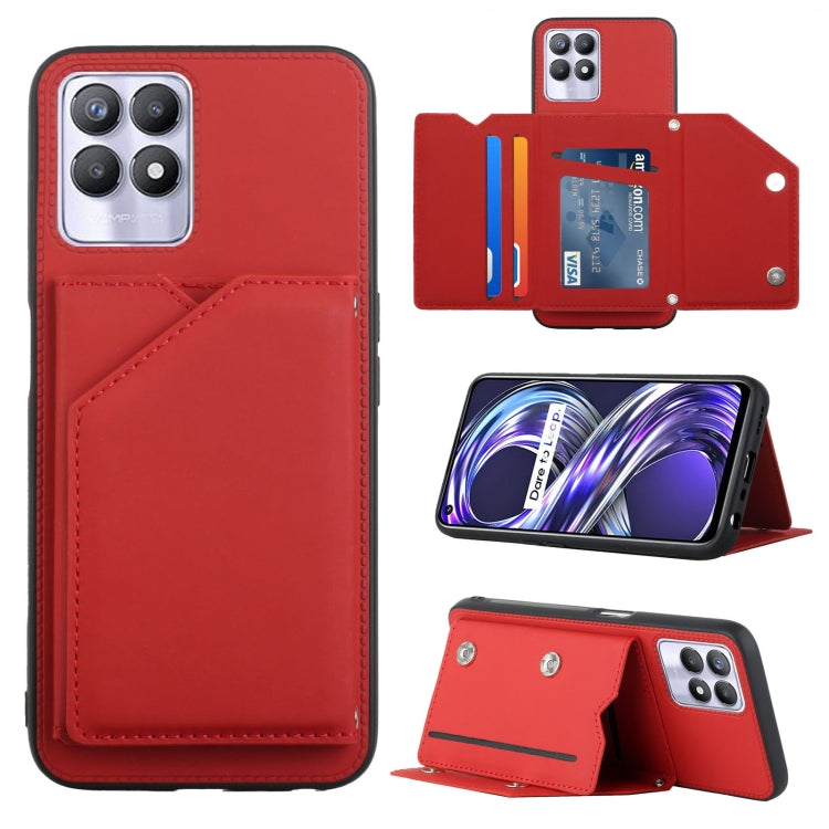 Skin Feel PU + TPU + PC Back Cover Shockproof Phone Case with Card Slots & Holder & Photo Frame