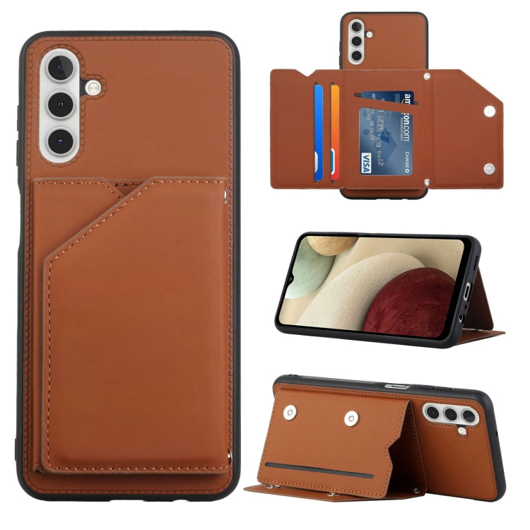 Skin Feel PU + TPU + PC Back Cover Shockproof Phone Case with Card Slots & Holder & Photo Frame