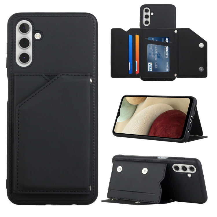 Skin Feel PU + TPU + PC Back Cover Shockproof Phone Case with Card Slots & Holder & Photo Frame