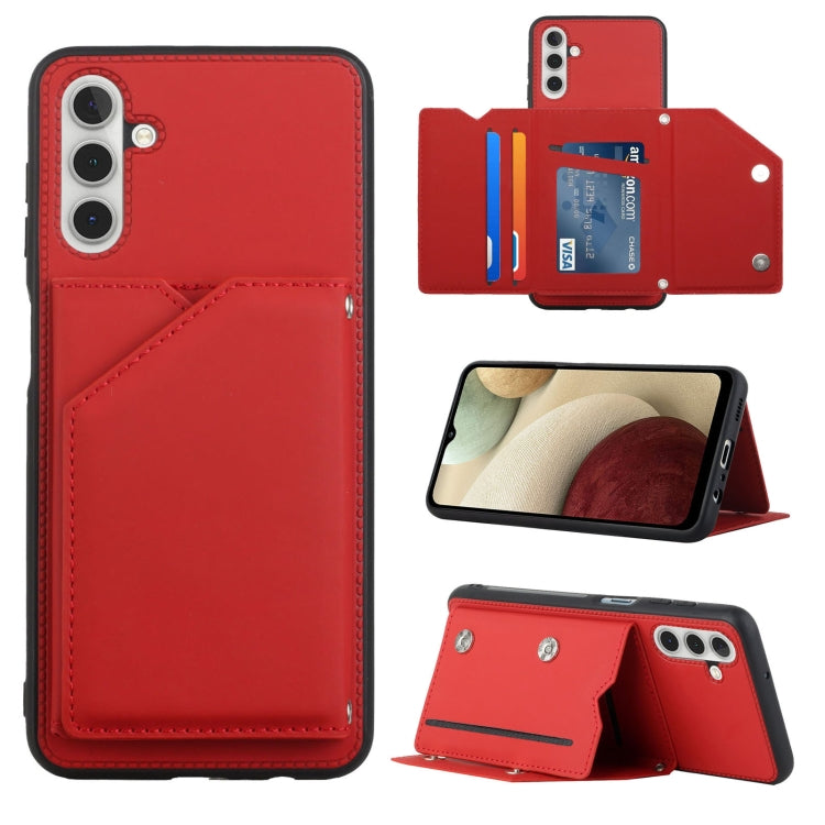 Skin Feel PU + TPU + PC Back Cover Shockproof Phone Case with Card Slots & Holder & Photo Frame