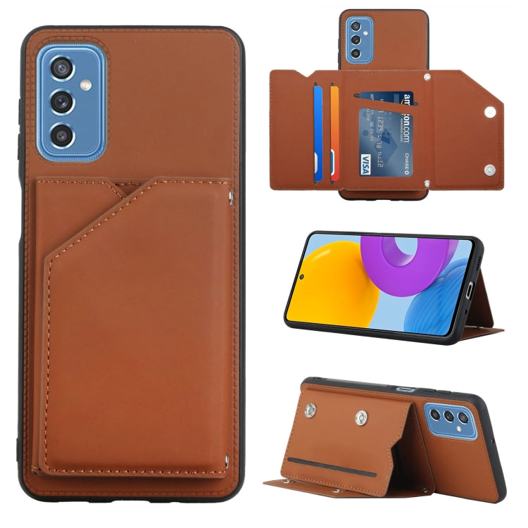 Skin Feel PU + TPU + PC Back Cover Shockproof Phone Case with Card Slots & Holder & Photo Frame