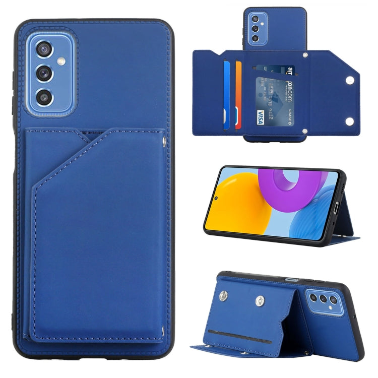 Skin Feel PU + TPU + PC Back Cover Shockproof Phone Case with Card Slots & Holder & Photo Frame