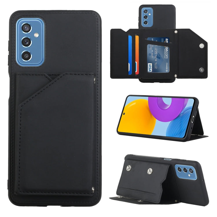 Skin Feel PU + TPU + PC Back Cover Shockproof Phone Case with Card Slots & Holder & Photo Frame
