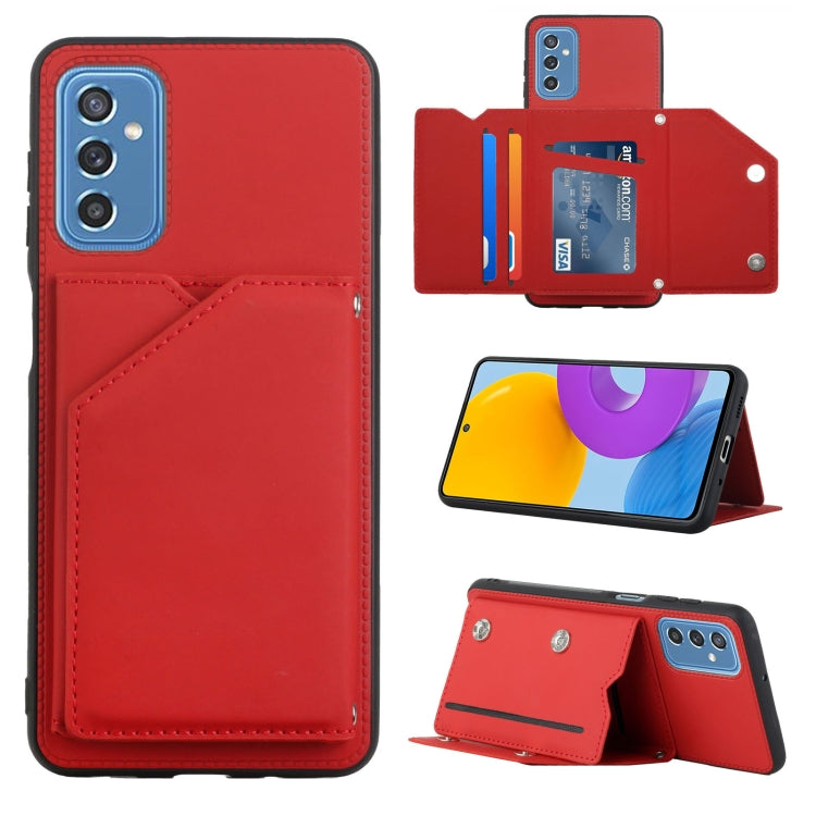 Skin Feel PU + TPU + PC Back Cover Shockproof Phone Case with Card Slots & Holder & Photo Frame