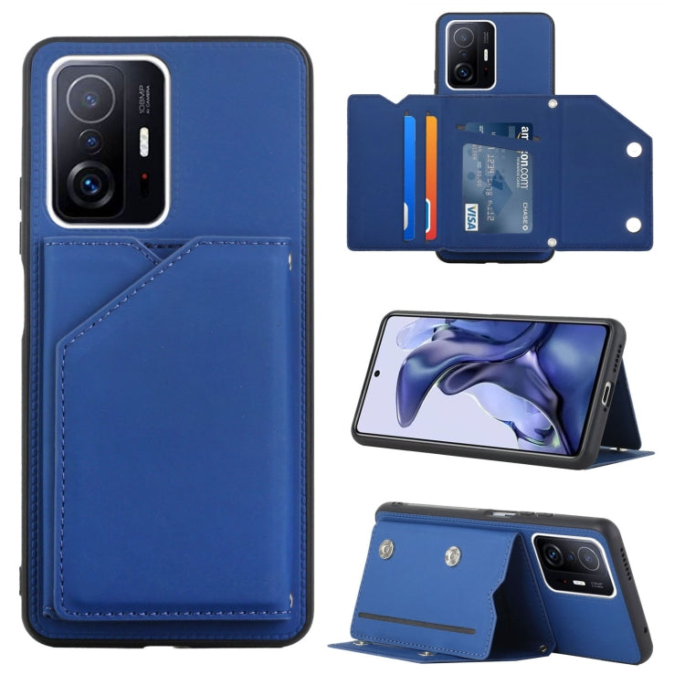 Skin Feel PU + TPU + PC Back Cover Shockproof Phone Case with Card Slots & Holder & Photo Frame