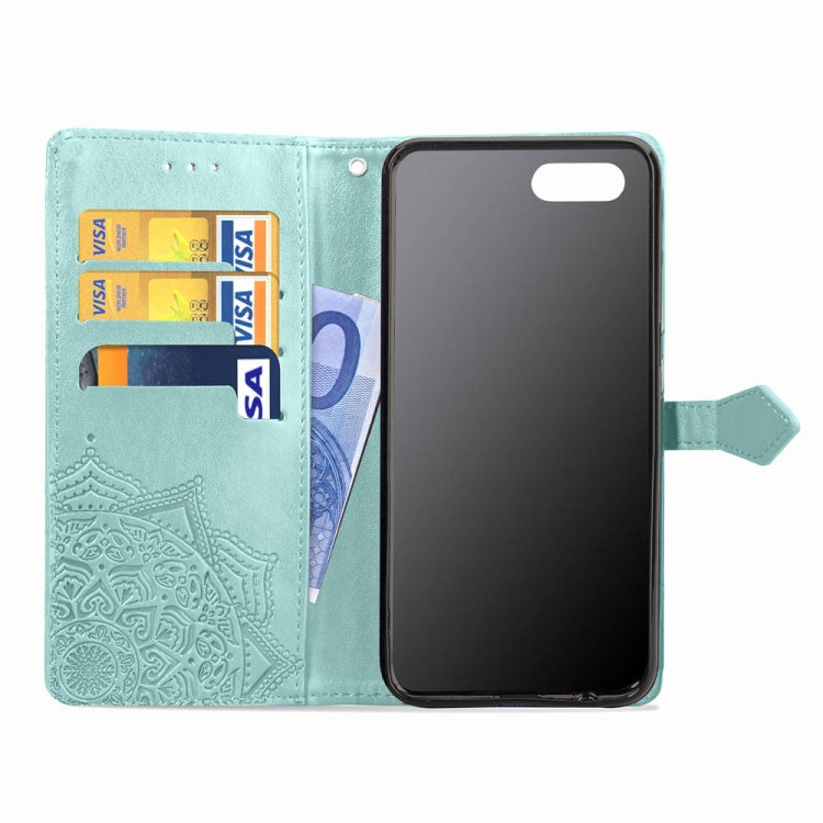 Embossed Mandala Pattern PC + TPU Horizontal Flip Leather Case with Holder & Card Slots, For OPPO A5